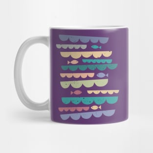 Retro Geometric Fish Waves Mug